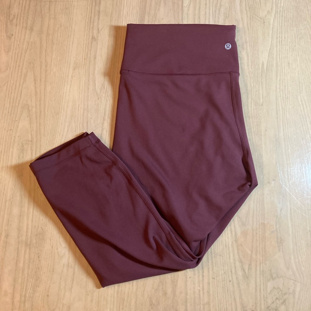 Sold Lululemon Wunder Under High Rise Crop 23 Red Merlot Leggings Full On Luon